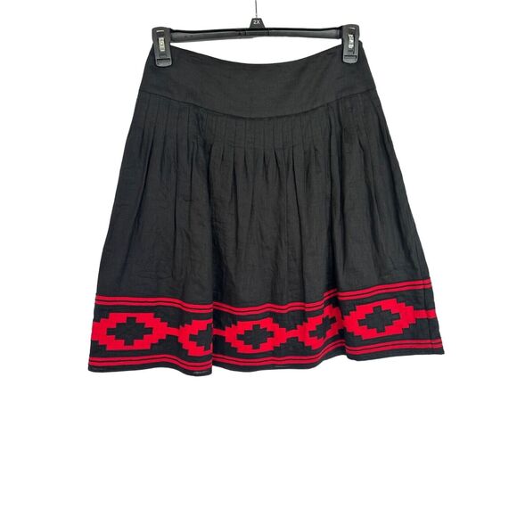 LRL Ralph Lauren A-Line 100% Linen Skirt 2 XS Southwestern Aztec - Picture 1 of 4